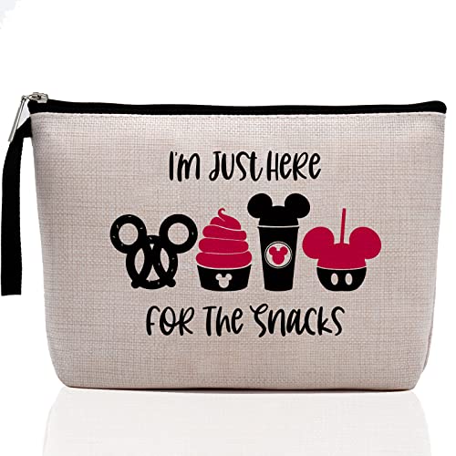 Hanamiya Na Snacks Bag for Travel, Funny Makeup Bag, Waterproof Makeup Bag, Washable, Reusable for Travel, Beach, Cute Toiletry Bag for Girls Teens Friends- I'm Just Here for The Snacks