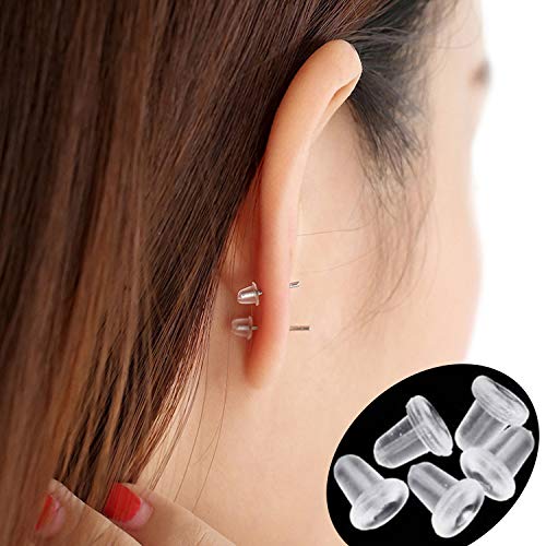 Earring Backs for Studs, 500PCS Clear Bullet Clutch Stoppers, Ear Safety Back Pads for Fish Hook Earring Studs Hoops, Hypoallergenic