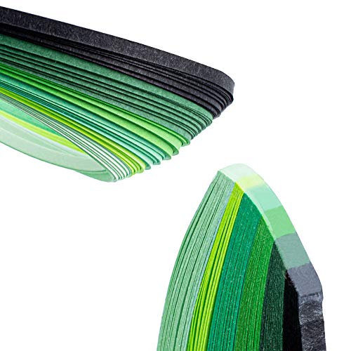 arricraft 1200 Strips Quilling Paper Strips, 3mm Quilling Art Strips, 6 Colors Paper Craft Supplies for Paper Art DIY Craft Projects-Green Gradient