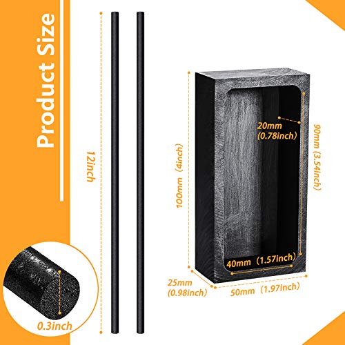 4 Pieces Graphite Ingot Mold Set Includes 2 Pieces 1 Kg Graphite Casting Mold Crucible Mould and 2 Pieces Graphite Crucible Stir Stick 12 x 5/16 Inch Long Carbon Stirring Rod for Melting Refining