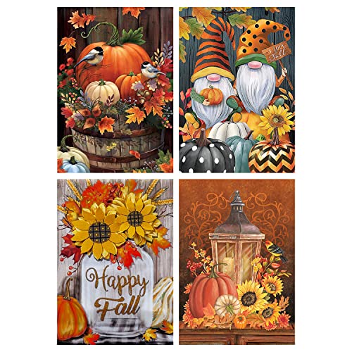 Thanksgiving Paint by Number for Adults,srood Paint by Number DIY Paint by Numbers Kits for Adults Paint by Number Arts and Crafts Paintwork with Paintbrushes 4 Pack Fall Wall Decor 12X 16 inch