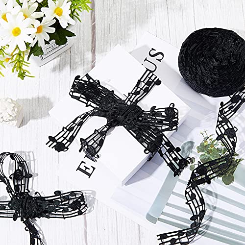 Shappy 20 Yards 28 mm Hollow Music Note Ribbon Cut Out Musical Grosgrain Ribbon Engraved Music Notation Craft Ribbons Music Decorative Ribbons Clothing Trim Accessories for DIY Handmade Wrapping(2)