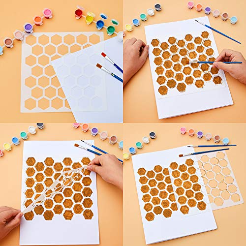 12 Sets Geometric Honeycomb Stencils Painting Art Templates Stencils for Scrapbooking Drawing Tracing DIY Furniture Wall Floor Decor (11.8 x 11.8 Inch)