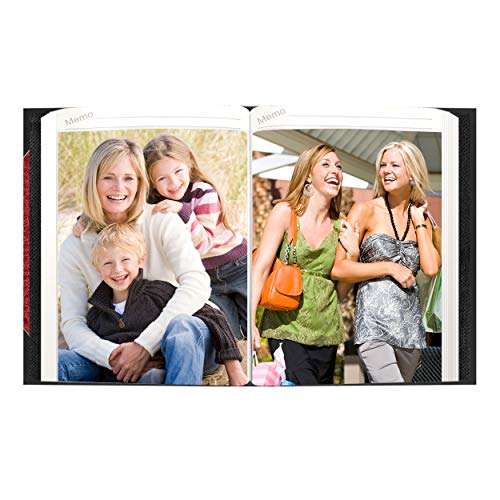 Pioneer Photo Albums 50-Pocket Red and Black Ledger Style Leatherette Cover Photo Album for 5 by 7-Inch Prints