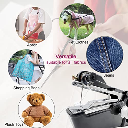 Handheld Sewing Machine,Mini Sewing Machine Portable Electric Hand held Sewing Device,Wooden Storage Box with 153 Pcs Sewing Supplies,for Adult Beginners DIY Home Travel.