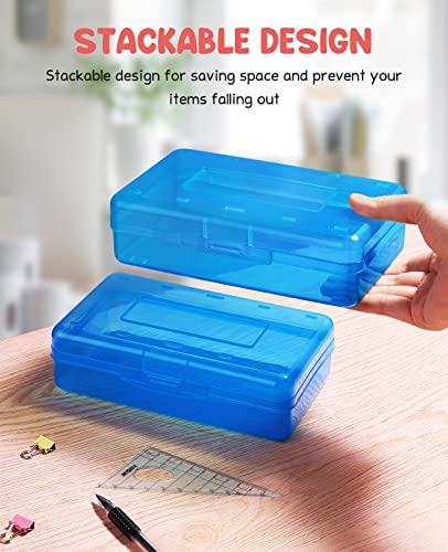 GAMENOTE Plastic Pencil Case Box with Lid Snap Closure, Large Capacity School Supplies Storage Organizer Box for Kids (1)