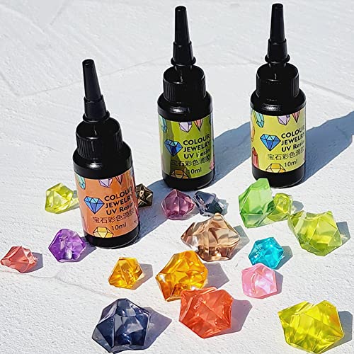DIYcraft Colored UV Resin - 12Colors (BC-12Colors) UV Light Curing Ultraviolet Cure Resin Glue for Small UV Resin Molds, Jewelry Making - Earrings,Rings,Keychains - 0.35 oz/10ml Each