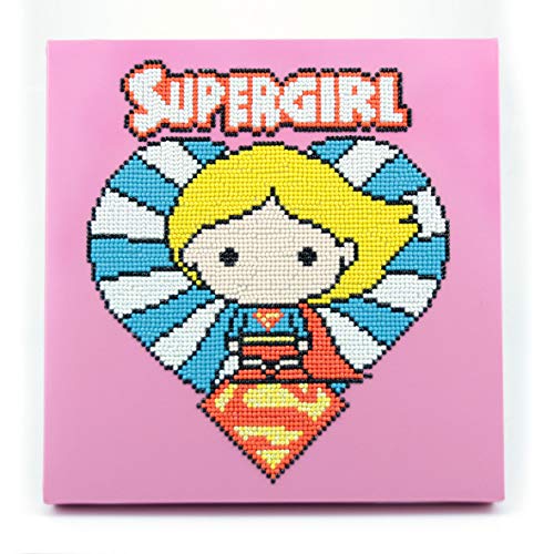 Supergirl Dots Box Diamond Painting Art Kit Round Drill Picture Art Craft Home Ready to Hang Wall Decor 11”x11”x1”