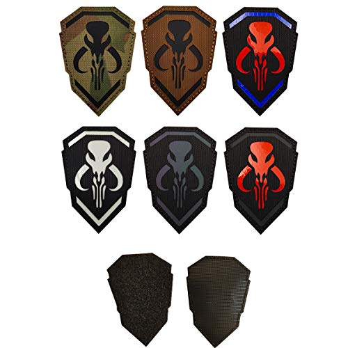 IR Infrared Mandalorian Mythosaur Skull Crest Shield Reflective Patch with Fastener Hook and Loop Backing, 3.74 x 2.56 Inch