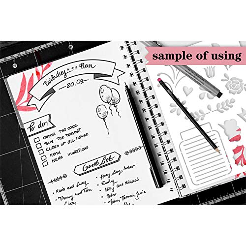 Bullet Journals Supplies Notebook, Productivity Journaling Stencils Set for Dotted Journals, DIY Planner Templates for Makes Creating Layouts Easy Save Time on Full-Page Layouts