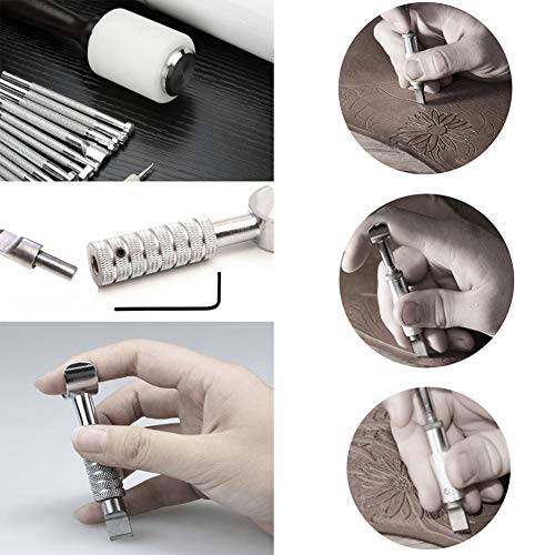 28 PCS Leather Stamping Tool Leather Carving Working Saddle Making Tools DIY Leather Craft Stamps Set DIY Hammer Swivel Knife