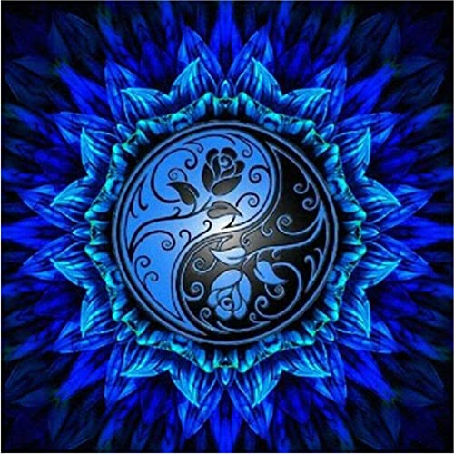 Blue Mandala Diamond Art Kits Full Drill DIY Painting with Diamonds, DIY Diamond Painting Kits for Adults Beginner Kids Painting with Diamonds Round for Gift,Wall Decor 13.78x13.78inch