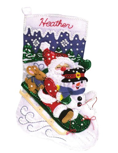 Janlynn 90-0051 Christmas Fun Stocking Felt Applique Kit-16-1/2 Long