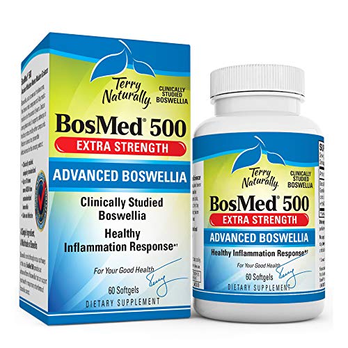 Terry Naturally BosMed 500 - 60 Softgels - Extra Strength 500 mg Boswellia Supplement - Non-GMO, Gluten Free - 60 Servings