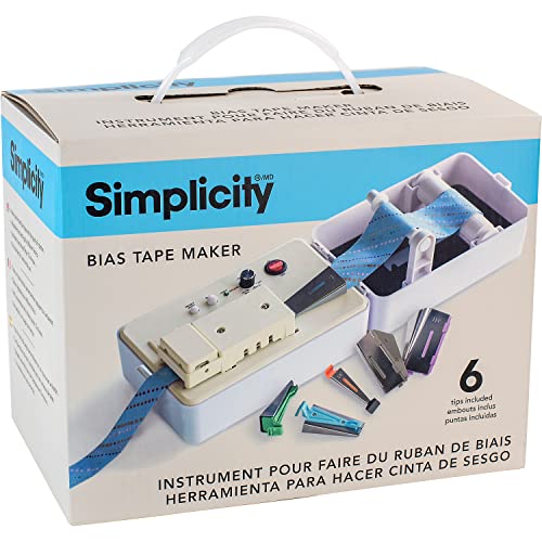 Simplicity 3881925US Sewing and Quilting Bias Tape Maker Tool with 6 Different-Sized Tips, Multicolor, 9pcs