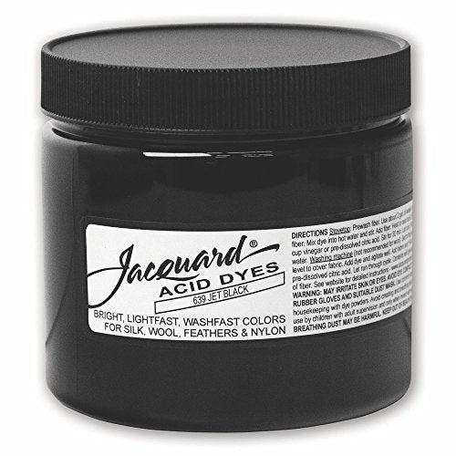 Jacquard Acid Dye for Wool, Silk and Other Protein Fibers, 8 Ounce Jar, Concentrated Powder, Jet Black 639