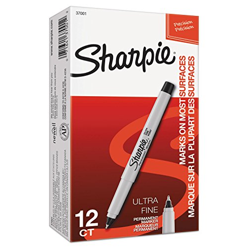 Sharpie 37001 Permanent Markers Ultra Fine Point Black Dozen