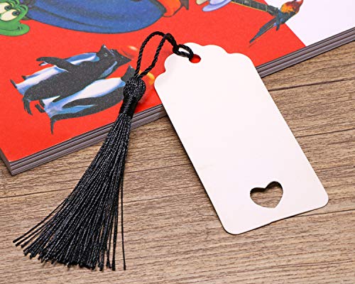 Tupalizy Mini Silky Handmade Soft Flossy Bookmark Tassels with Cord Loop for Keychain Earring Jewelry Making, Souvenir, Graduation, Clothing Sewing, Gift Tag DIY Craft Projects, 20PCS (Black)
