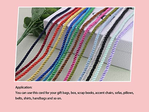 U Pick 10yds 5mm 3 Braided Cord Decorative Twisted Satin Polyester Twine Cord Rope String Thread Shiny Cord Choker Thread (05:Turquoise)