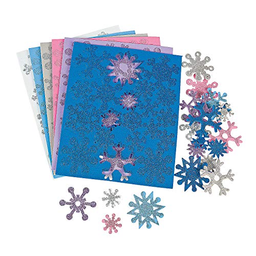 Adhesive Glitter Foam Snowflake Shapes - Crafts for Kids and Fun Home Activities