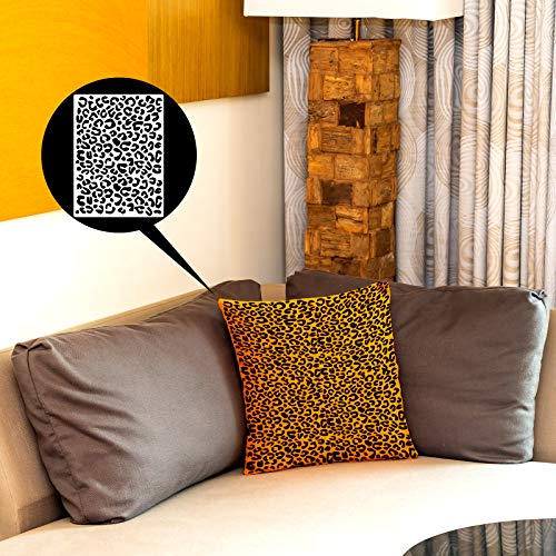 4 Pieces Leopard Skin Stencil Painting Stencil Reusable Painting Stencil Template for Scrapbooking Drawing Tracing DIY Furniture Wall Floor Decor (8.3 x 11.7 Inch)