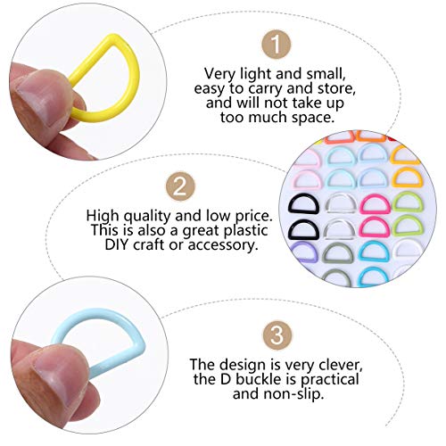 MILISTEN 32Pcs Plastic D Rings 20mm Semi Circular D Ring for Webbing Belt Buckles Bag Ribbon Accessories (Mixed Color)