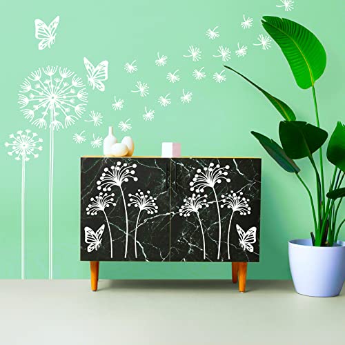 4Pcs Large Dandelion Stencils for Painting Wall 11x14 Inch Reusable Large Flowers Butterfly Stencils for Painting on Wood Canvas Furniture Wall Tabletop (Dandelion)