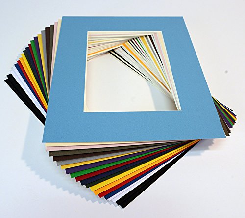 topseller100, Pack of 20 Mixed Colors 8x10 Picture Mats Matting with White Core Bevel Cut for 5x7 Pictures
