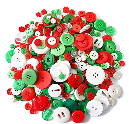Greentime 700 PCS Resin Chiristmas Buttons Assorted Buttons 2 and 4 Holes Round Craft for Christmas Party Decorations Sewing DIY Crafts Manual Button Painting,DIY Handmade Ornament