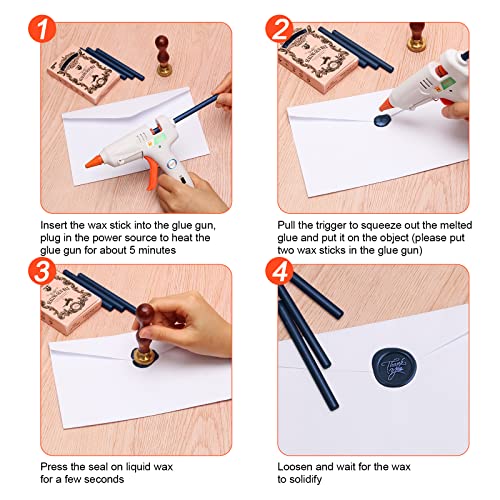 16P Sealing Wax Sticks with Glue Gun, AHIER Deep Blue Wax Seal Glue Gun Sticks for Retro Vintage Wax Seal Stamp and Letter, Great for Wedding Invitations, Envelopes, Gift Wrapping
