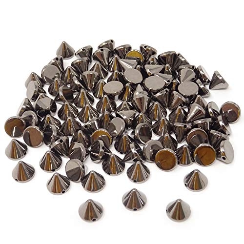 Honbay 100PCS Acrylic Punk Bullet Rivets Cone Spike Studs Beads, Sew on or Glue on (Gun Black)