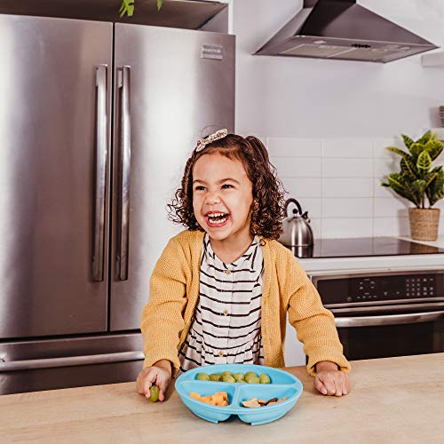 WeeSprout Non-Suction Silicone Divided Plates (No Lids), 100% Food Grade Silicone Plates, Divided Plates for Toddlers & Kids, Dishwasher & Microwave Safe