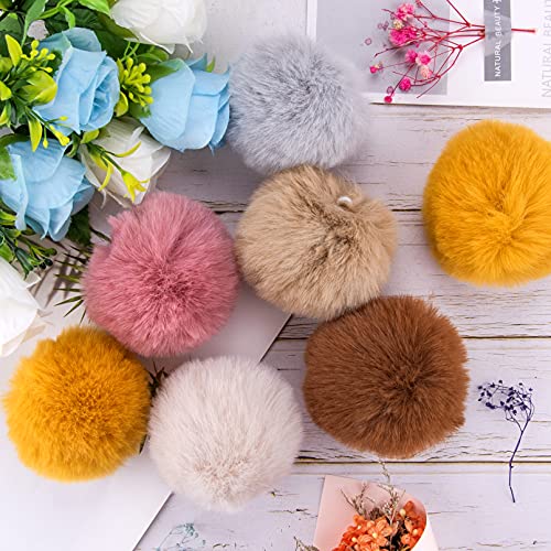 BQTQ 30 Pieces Faux Rabbit Fur Pom Pom Balls Fluffy Pom Pom with Elastic Loop Pom Pom for Hats Keychains Scarves Gloves Bags Accessories(15 Soft Colors, 2 Pcs Each Color)