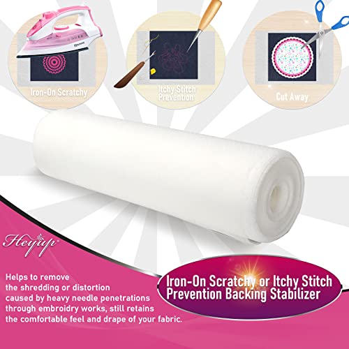Iron-On Prevent Scratchy or Itchy Stitch Backing Stabilizers 8'' x 9yds, Cut Away Soft Touch Backing for Sensitive Skin, Babies, and Embroidery Garments - 2 Pack