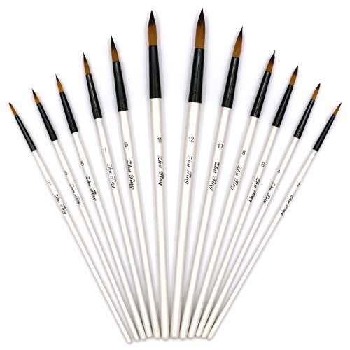 YOUSHARES 12 Pcs Art Paint Brush Set for Watercolor, Oil, Acrylic Paint / Craft, Nail, Face Painting