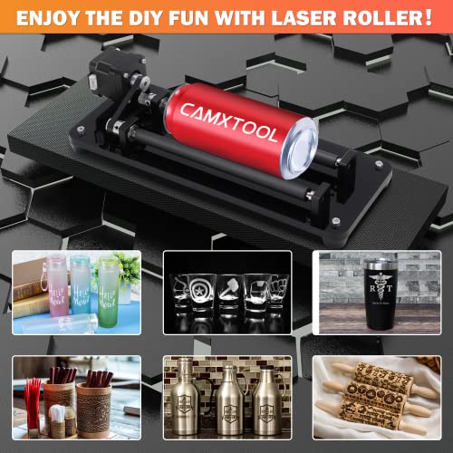 Laser Rotary Roller, Laser Engraver Y-axis Rotary Roller Engraving Module for Cylindrical Objects , Compatible with Most Kinds of CNC Laser Cutter and Engraver Machine, 3D Printer Accessories