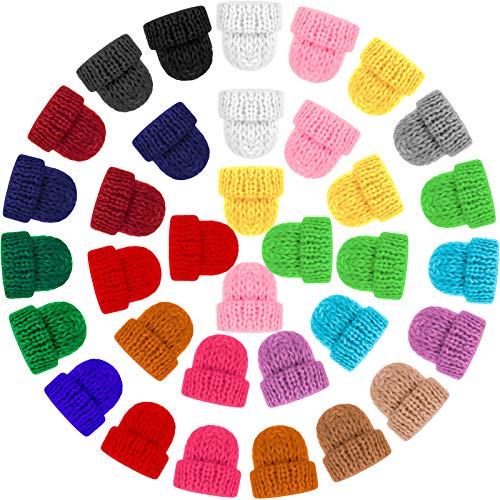 48 Pieces Mini Christmas Knit Hats Craft Doll Craft Hat Christmas Tree Ornaments Hats for DIY Hair Accessories Crafts (Multicolored)