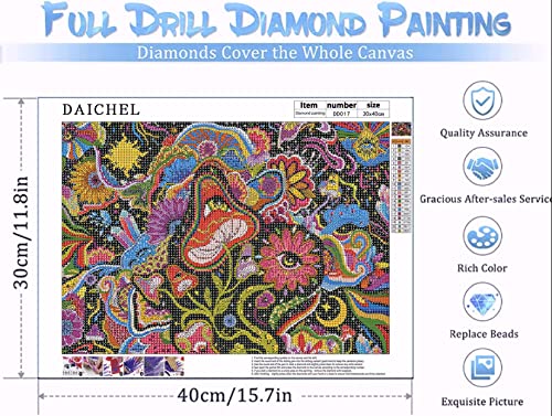 Mushroom Diamond Art Painting Kits for Adults - Trippy Full Drill Diamond Dots Paintings for Beginners, Round 5D Paint with Diamonds Pictures Gem Art Painting Kits DIY Adult Crafts 12x16inch