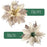 NUOBESTY Christmas Poinsettia Flowers Glitter Poinsettias Christmas Tree Ornaments Artificial Flowers for Christmas Tree Decoraiton with Stems and Clips, 12 Pieces (Champagne Color)