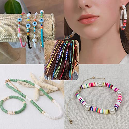 7200Pcs Clay Beads for Bracelets Making,6mm 24 Colors Flat Round Polymer Clay Heishi Beads with Pear Beads Pony Beads Letter Beads Evil Eye Beads and Pendant Charms for Jewelry Making Necklace
