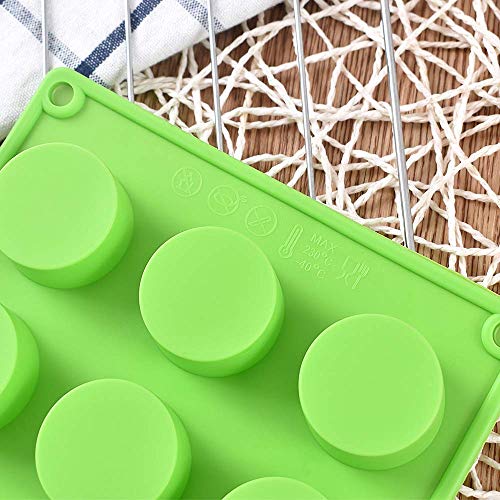 Newk Cylinder Silicone Mold, 3 Packs 15-Cavity Round Cylinder Mold for Cake Pops, Soap Mold, Chocolate Cookie Mold, Bath Bomb, Cheesecake, Chocolate Cover Mold-Green