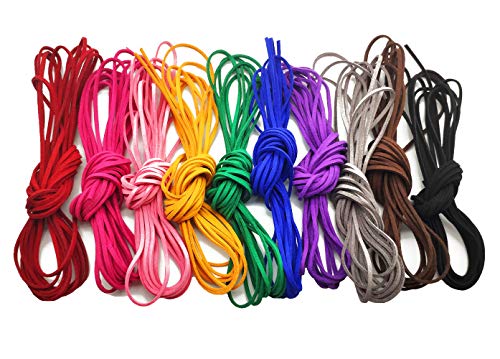 Sovenny 10 Pieces 2.6mm x 5m Flat Leather Cord Suede Thread String Rope for Bracelet Necklace DIY Handmade Jewelry Beading Crafts