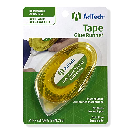 Adtech Crafter's Tape Removable Glue Runner.31"X315" for Tape Runner 05632,Green,yellow