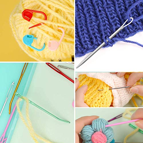 24pcs Yarn Needle Tapestry Needles,Darning Needle Yarn Needles,Big Eye Blunt Knitting Needles with Stitch Markers for Knitting Crocheting