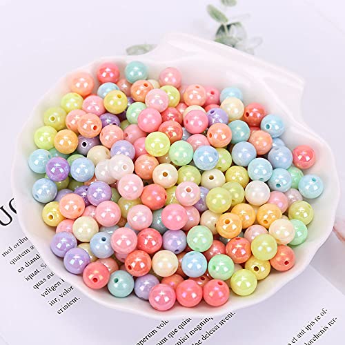 Zsail Candy Color Beads 700pcs Acrylic Round Assorted Candy Color Mix Plastic Pastel Beads for Jewelry Making Bracelets Necklaces Earrings DIY Crafts (8mm)