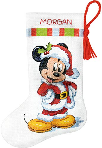 Dimensions Mickey Mouse Christmas Stocking Counted Cross Stitch Kit for Beginners, 14 Count White Aida Cloth, 10''L