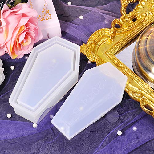 DoreenBow 9PCS Coffin Resin Molds,Halloween Silicone Resin Molds,Epoxy Resin Casting Molds,Box Molds Resin Art Used to Make Various Hallween Decorations,Halloween Gifts,Resin DIY Handmade Creative