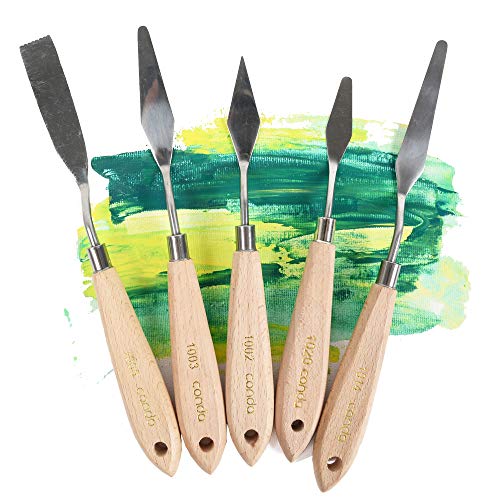 CONDA 11 Piece Stainless Steel Spatula Palette Knife Professional Palette Knife Painting Wood Handle