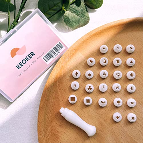 Keoker 24 Mini Clay Cutters with Screw Handle, Polymer Clay Cutters for Earrings, Small Clay Cutters, Polymer Clay Tools for Clay Jewelry, Mini Clay Cutters for Halloween Christmas Earring Design
