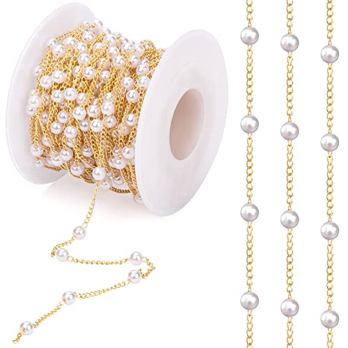 ANCIRS 31.5FT Pearl Beading Chain with Spool for Jewelry Making, Copper Necklace Chain for Bracelet, Anklet, DIY Craft